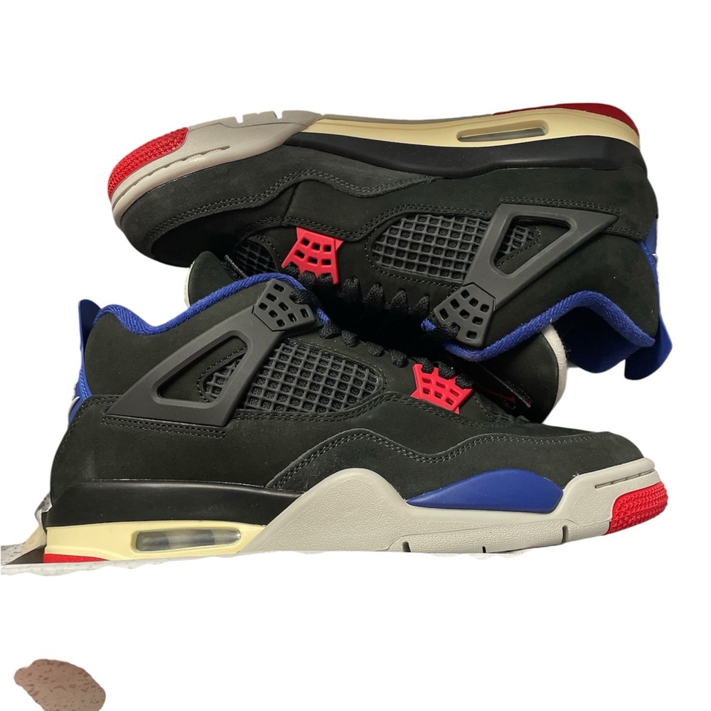 Air Jordan 4 Retro Black/Fire Red-Deep Royal Blue size 8 M